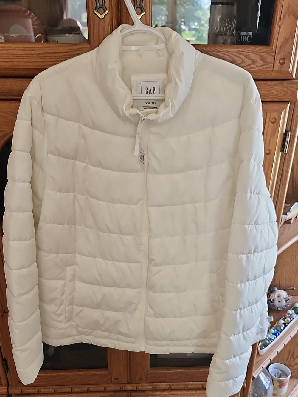 GAP Women's Cream Quilted Puffer Jacket